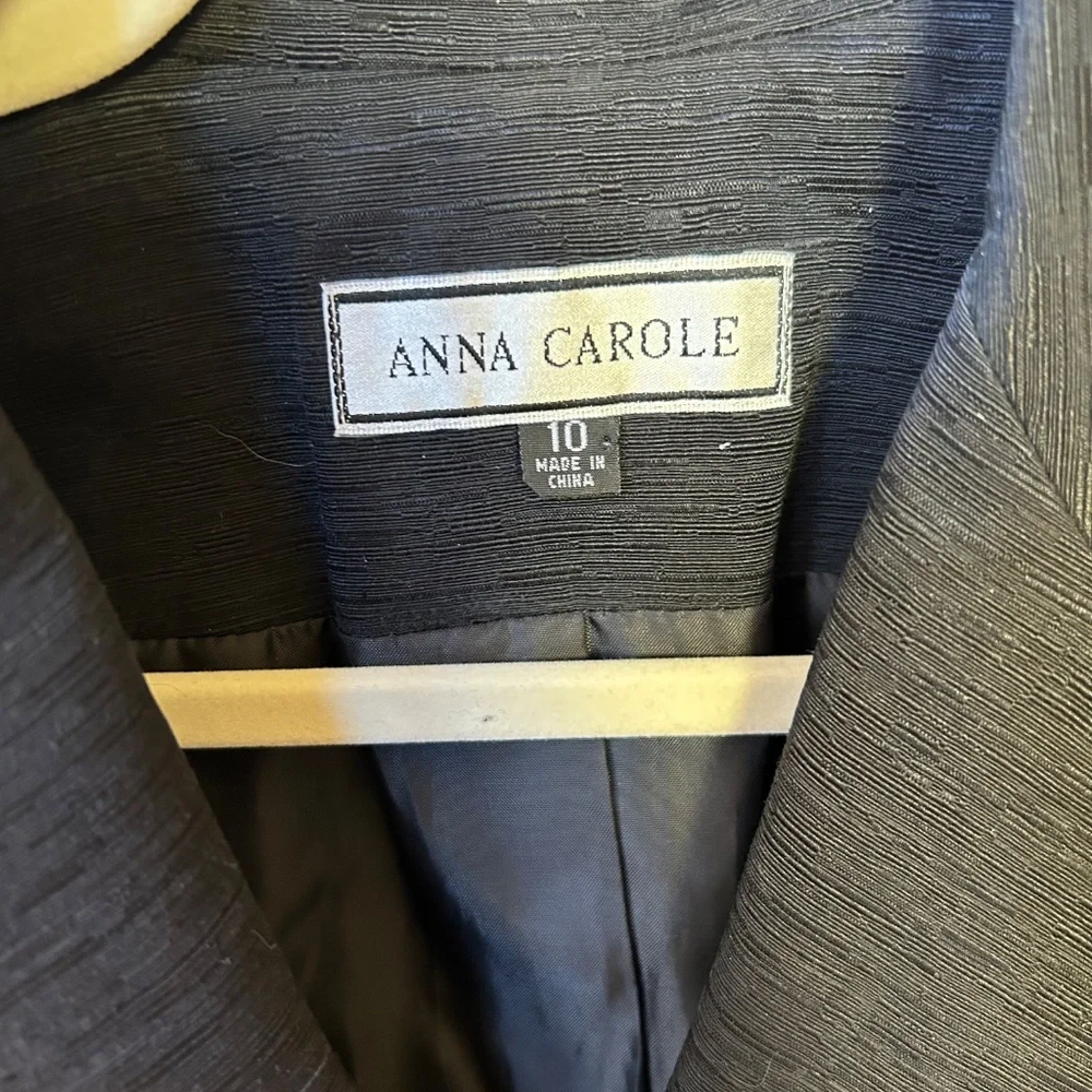 Anna Carole Jacket‎ 100% Silk Black with Colorful Floral Embroidery Pockets 10